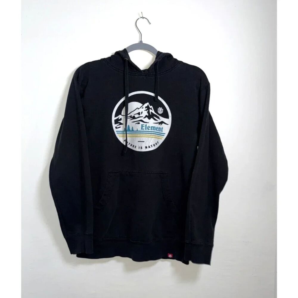 Element Mens Black Sweatshirt Hoodie Cotton Sz Small Pullover Skate Streetwear